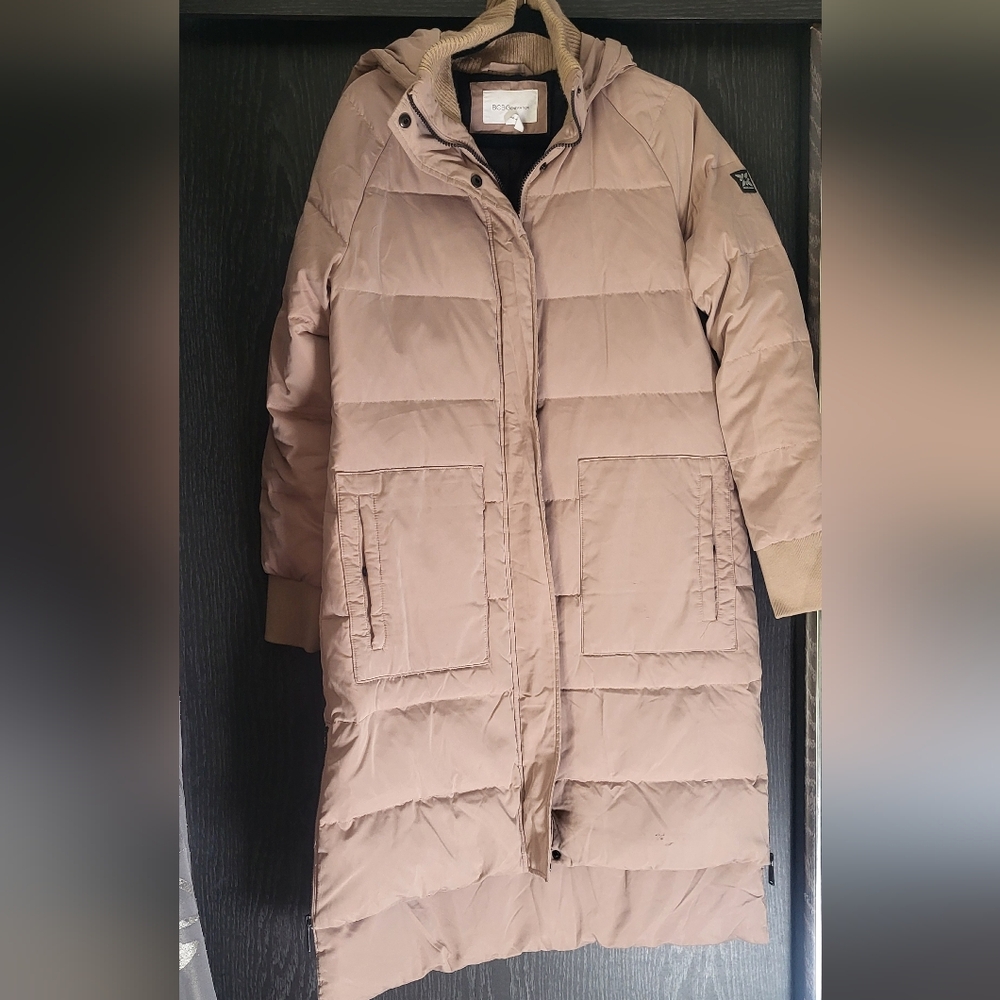 Bcbgeneration Women's Long Tan Puffer Coat